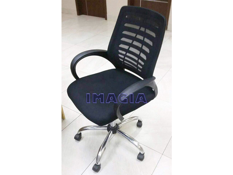 Imagia Italian Furniture - Black Fabric Seat Mesh Back Budget Swivel Chair 