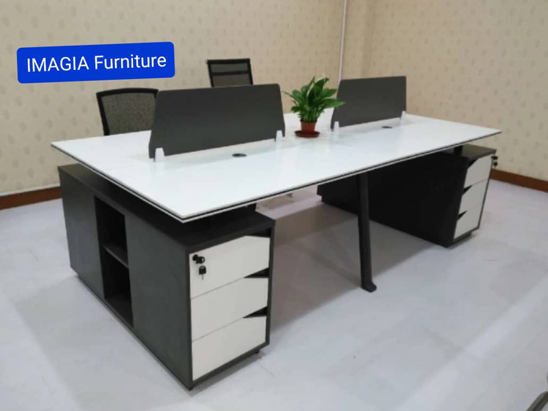 Imagia Italian Furniture - Grey and White 4 Seater Workstation 