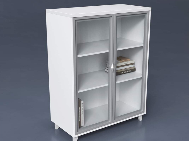 Imagia Italian Furniture - White and Glass Casing Storage Bookshelf 