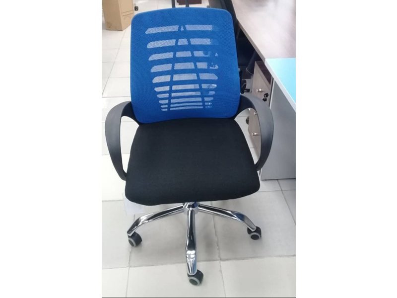 Imagia Italian Furniture - Blue Mesh Back Black Fabric Seat Budget Swivel Chair 