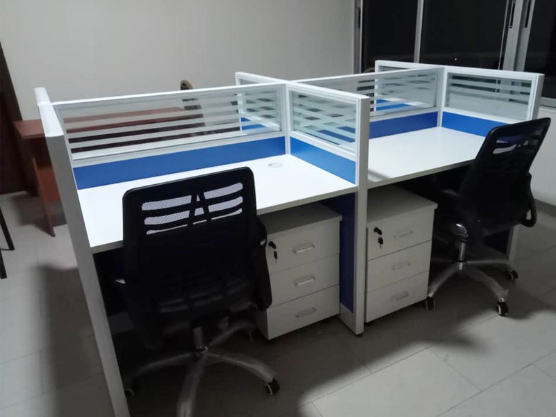 Imagia Italian Furniture - 4 in 1 White Blue Workstation with Mobile Drawers 