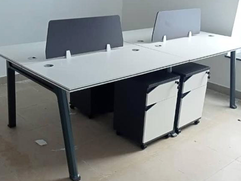 Imagia Italian Furniture - 4 in 1 White and Gray Workstation with Mobile Drawers 