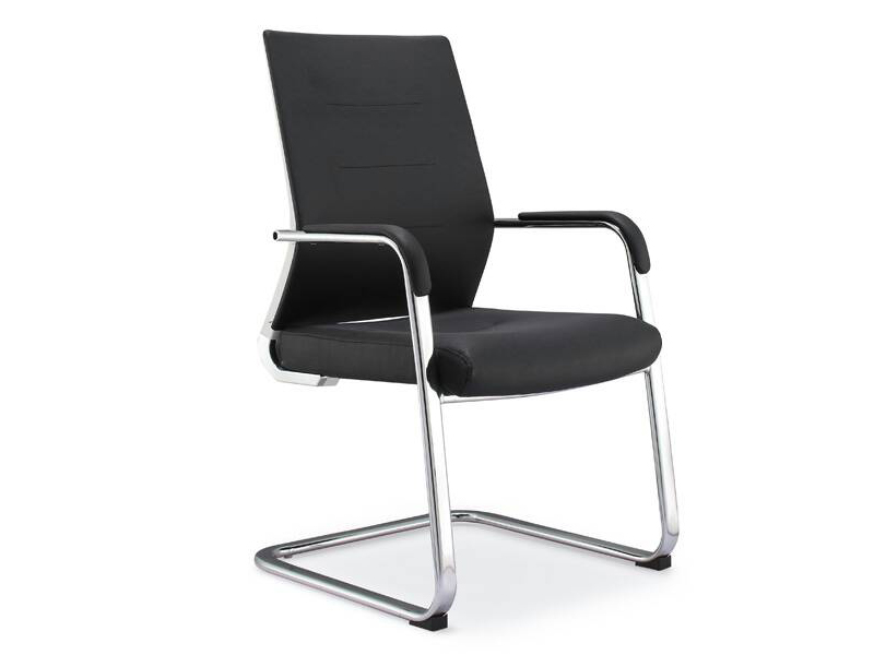 Black Leather Executive Visitors Chair with Metal Legs