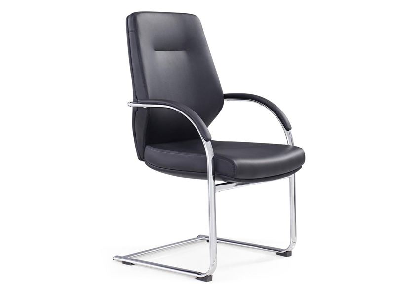 Imagia Italian Furniture - Black Leather with Metal Legs Visitors Chair 