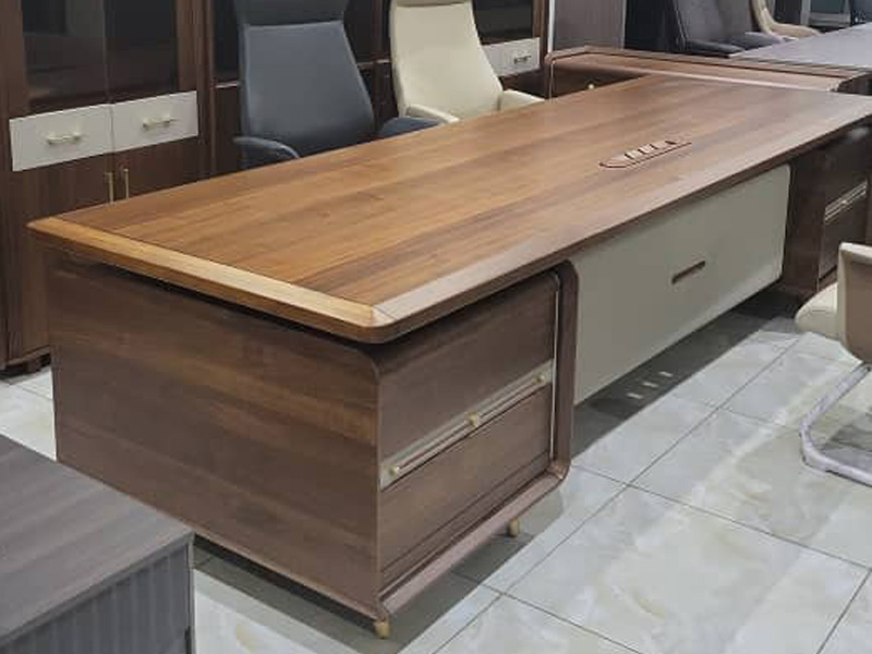 Imagia Italian Furniture - Brown Executive Table with Side Console 