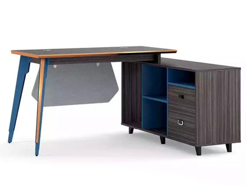 Imagia Italian Furniture - Brown Office Table with Side Console 