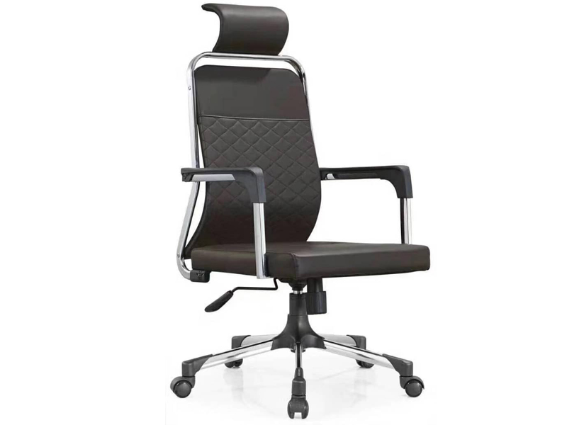 Imagia Italian Furniture - Grey Leather High Back Budget Swivel Chair with Headrest 