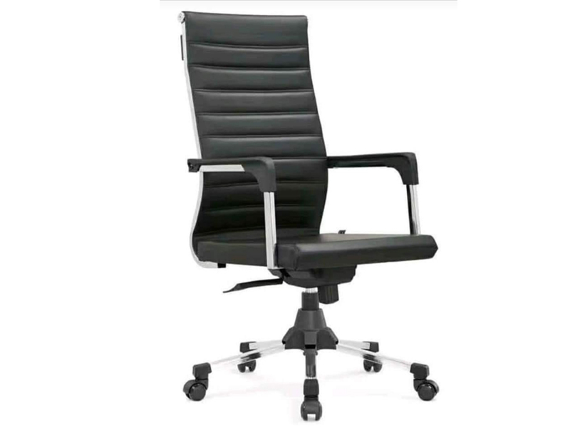 Imagia Italian Furniture - Grey Leather High Back Budget Swivel Chair 