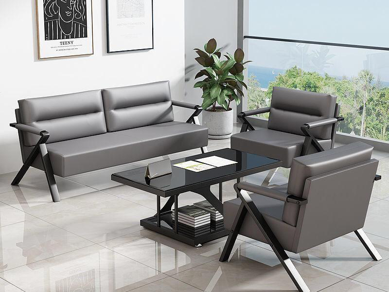 Imagia Italian Furniture - Grey Leather Executive Lounge Chairs 