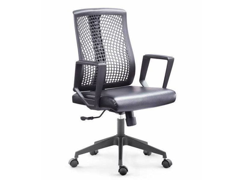 Imagia Italian Furniture - Mesh Back Leather Seat Office Swivel Chair 