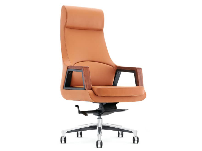 Imagia Italian Furniture - Orange Leather Executive Swivel Chair 