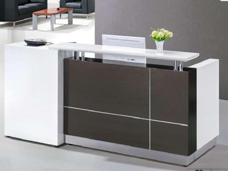 White and Brown Reception Desk